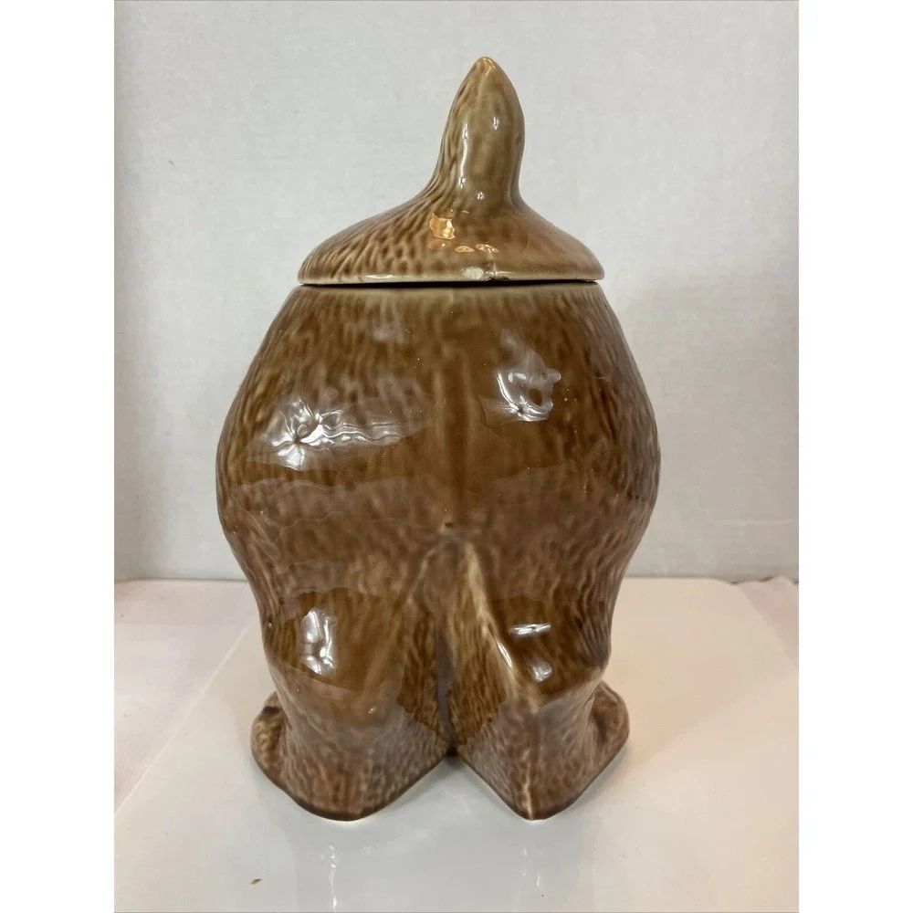 Vintage 1980s McCoy Pottery HOUND DOG Ceramic Cookie Jar Plain Face Brown #0272